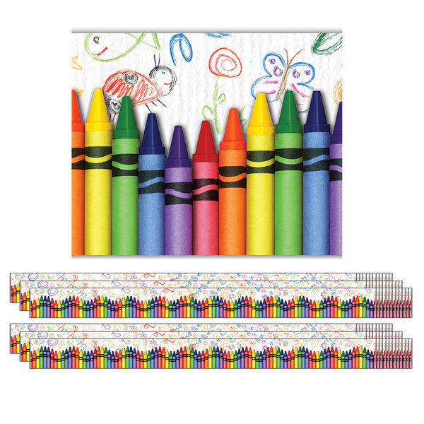Edupress Crayons Layered Border, 35 Feet/Pack, PK6 TCR63269